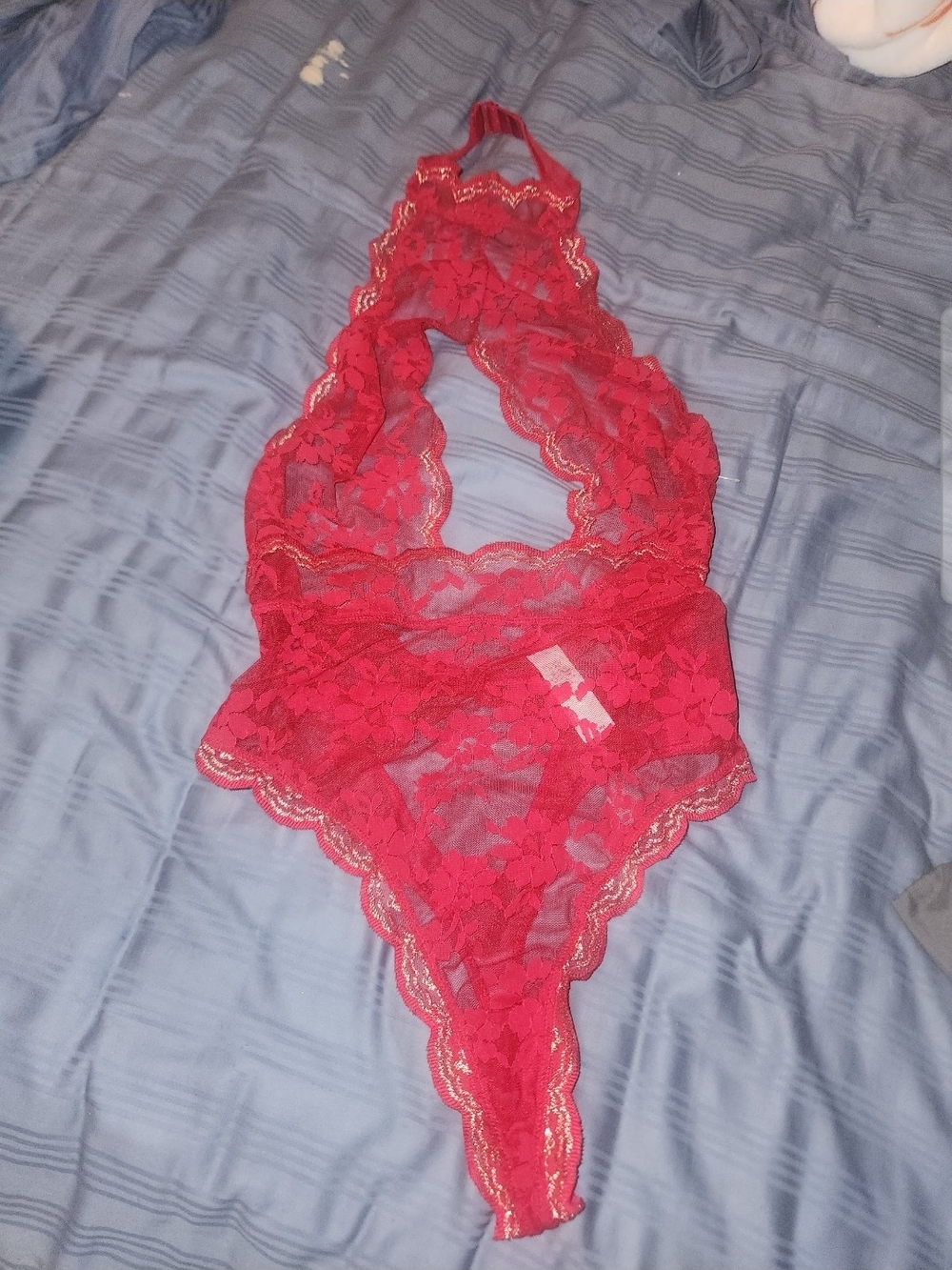 Victoria's Secret Red Floral Lace Halter Teddy